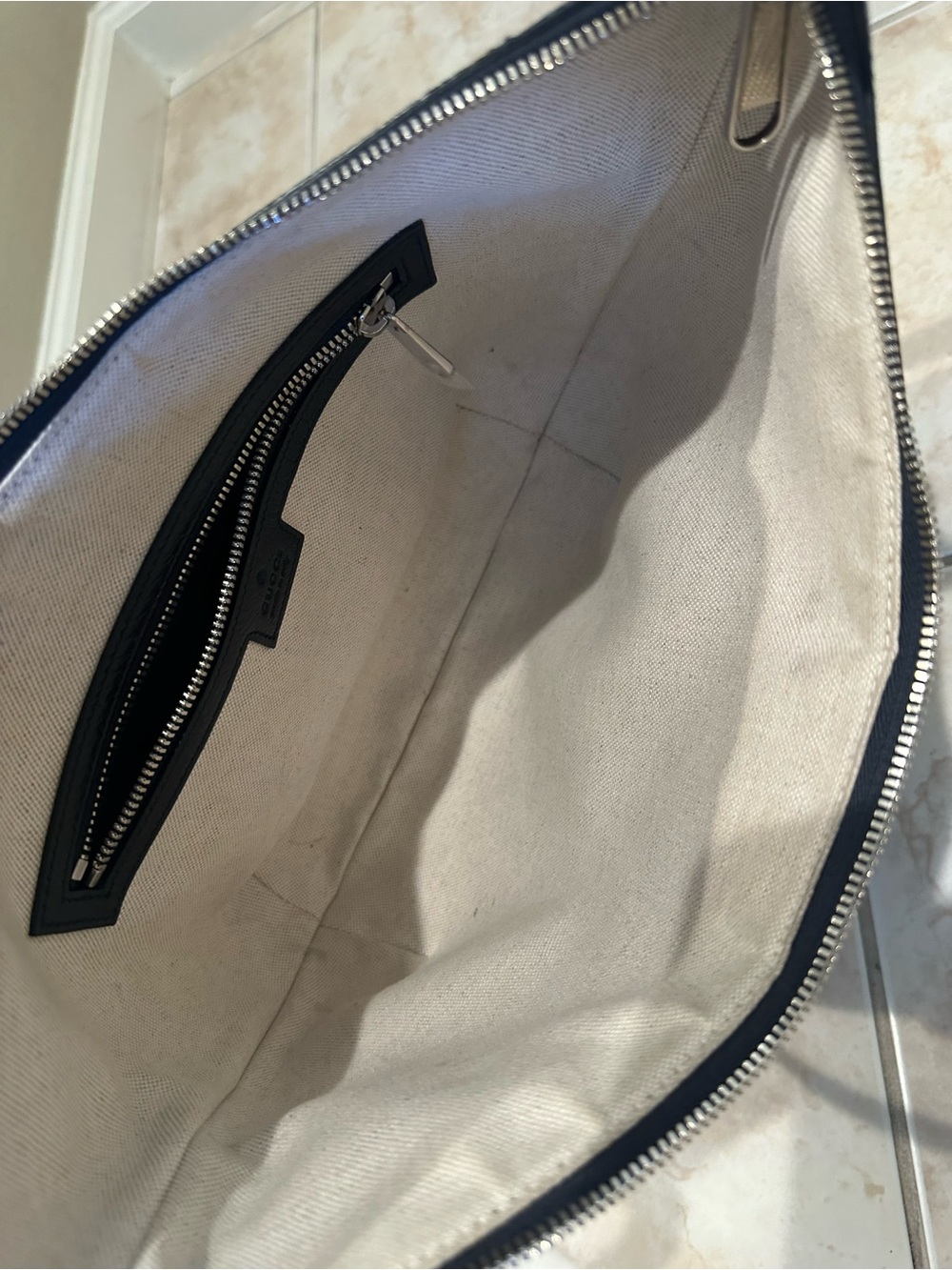 Gucci GG Supreme Canvas Crossbody with Navy and Red Web Stripe - Picture 7 of 10